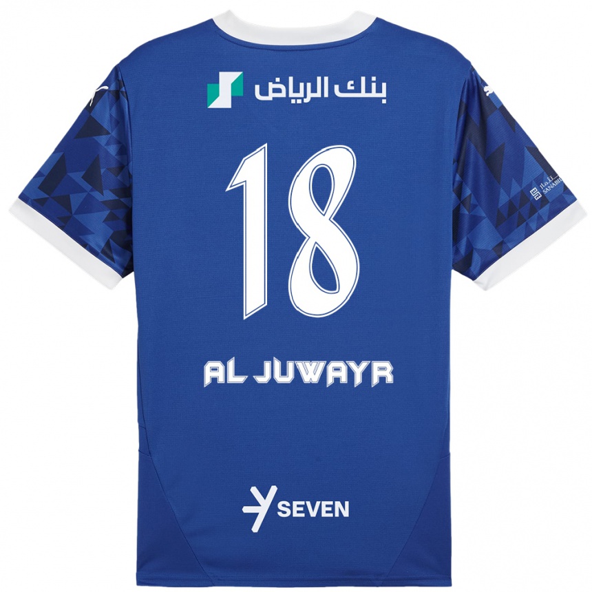 Niño Fútbol Camiseta Musab Al-Juwayr #18 Azul Oscuro Blanco 1ª Equipación 2024/25