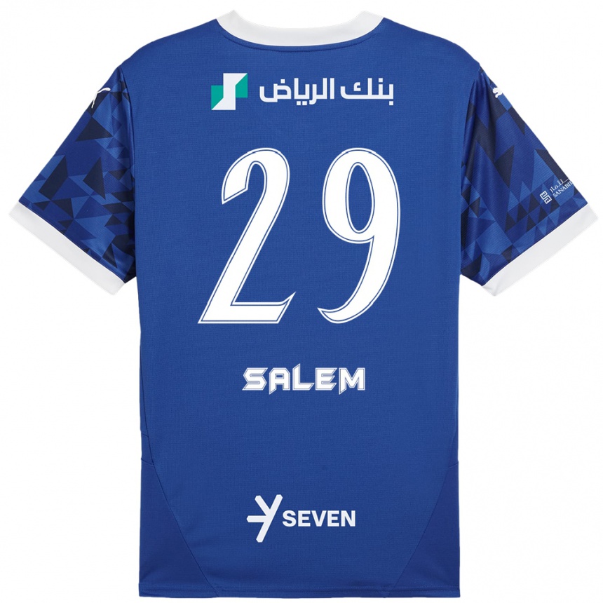 Niño Fútbol Camiseta Salem Al-Dawsari #29 Azul Oscuro Blanco 1ª Equipación 2024/25