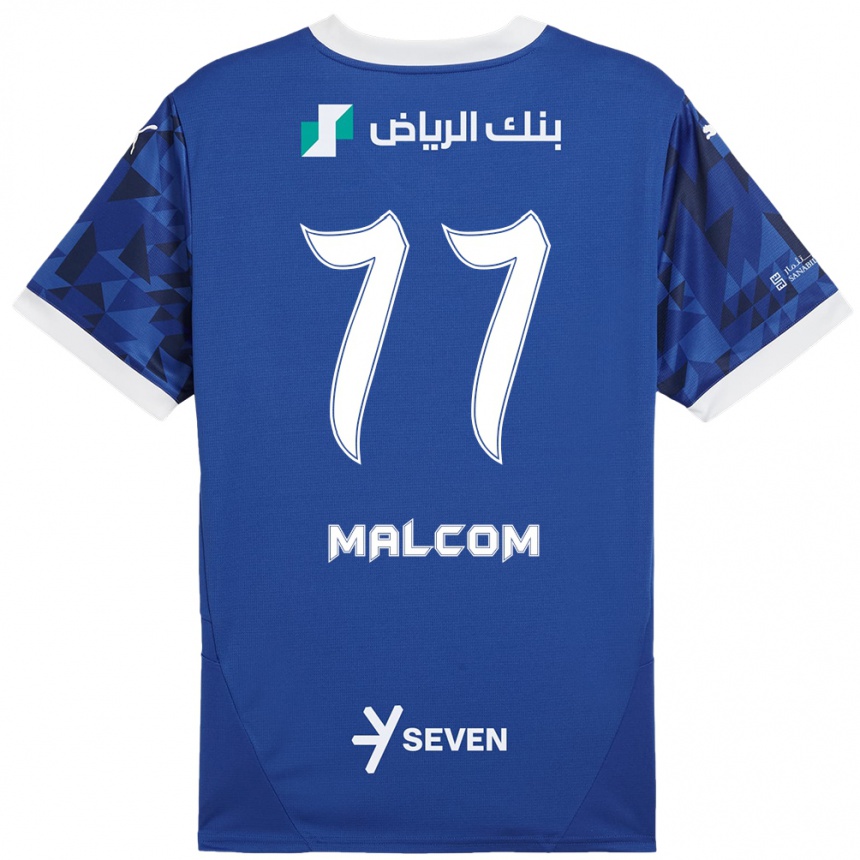 Niño Fútbol Camiseta Malcom #77 Azul Oscuro Blanco 1ª Equipación 2024/25