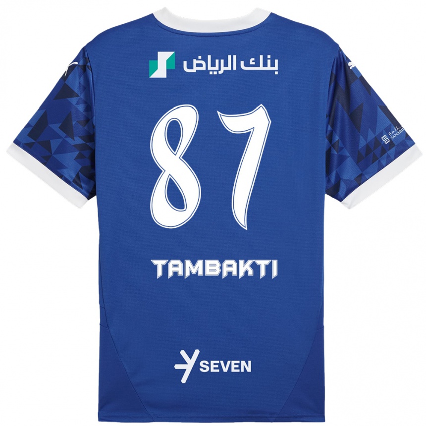 Niño Fútbol Camiseta Hassan Tambakti #87 Azul Oscuro Blanco 1ª Equipación 2024/25