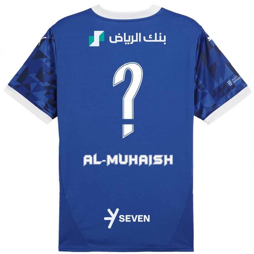 Niño Fútbol Camiseta Mohammed Al-Muhaish #0 Azul Oscuro Blanco 1ª Equipación 2024/25