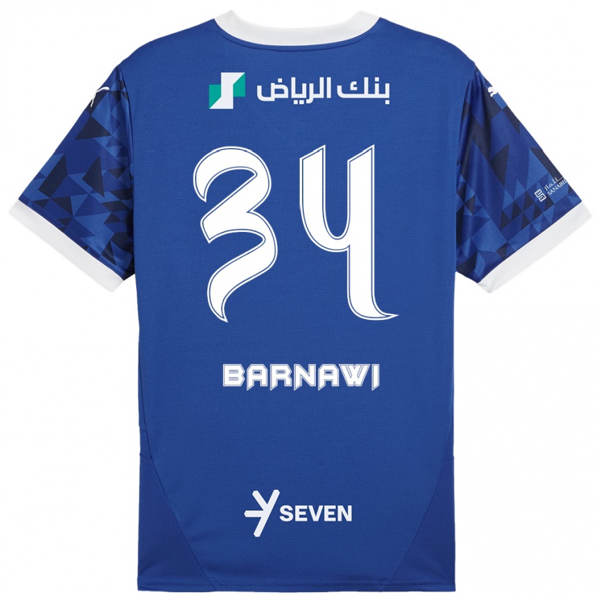 Niño Fútbol Camiseta Saleh Barnawi #34 Azul Oscuro Blanco 1ª Equipación 2024/25