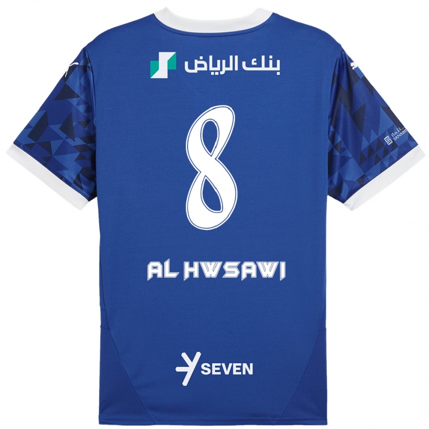 Niño Fútbol Camiseta Al Bandari Al-Hwsawi #8 Azul Oscuro Blanco 1ª Equipación 2024/25