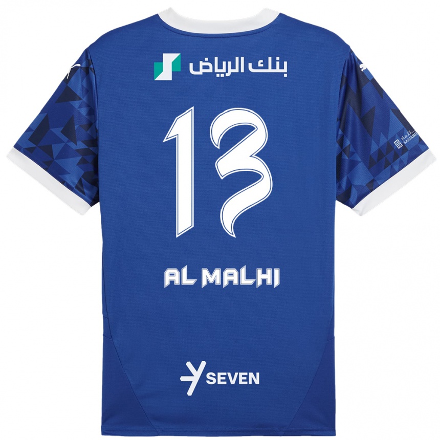 Niño Fútbol Camiseta Al Muhra Al-Malhi #13 Azul Oscuro Blanco 1ª Equipación 2024/25