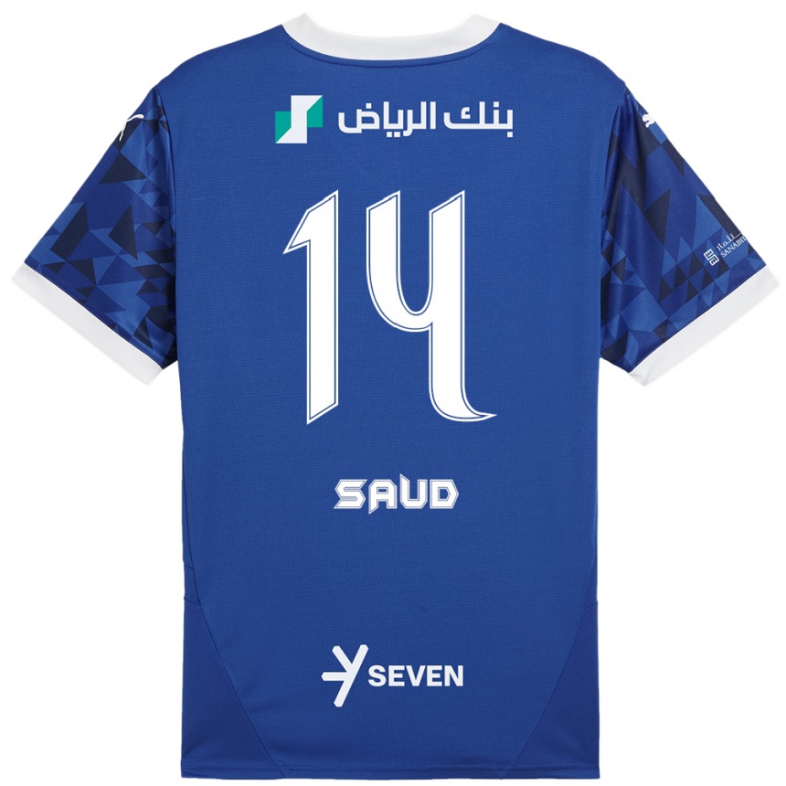 Niño Fútbol Camiseta Nouf Saud #14 Azul Oscuro Blanco 1ª Equipación 2024/25