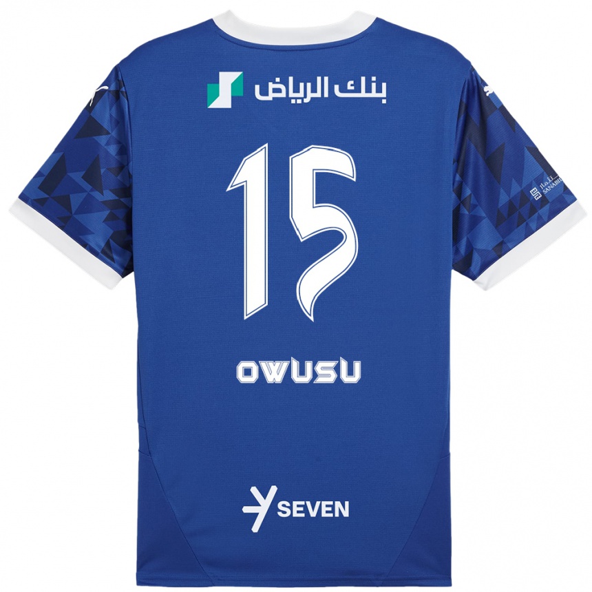 Niño Fútbol Camiseta Mavis Owusu #15 Azul Oscuro Blanco 1ª Equipación 2024/25