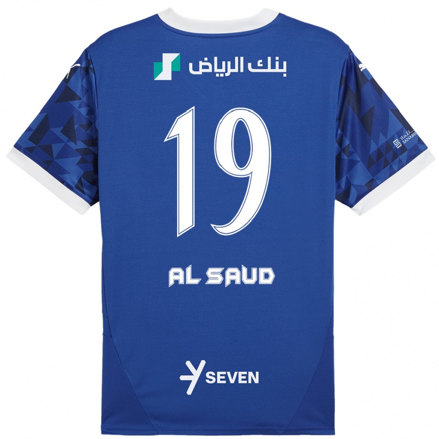 Niño Fútbol Camiseta Manal Al Saud #19 Azul Oscuro Blanco 1ª Equipación 2024/25