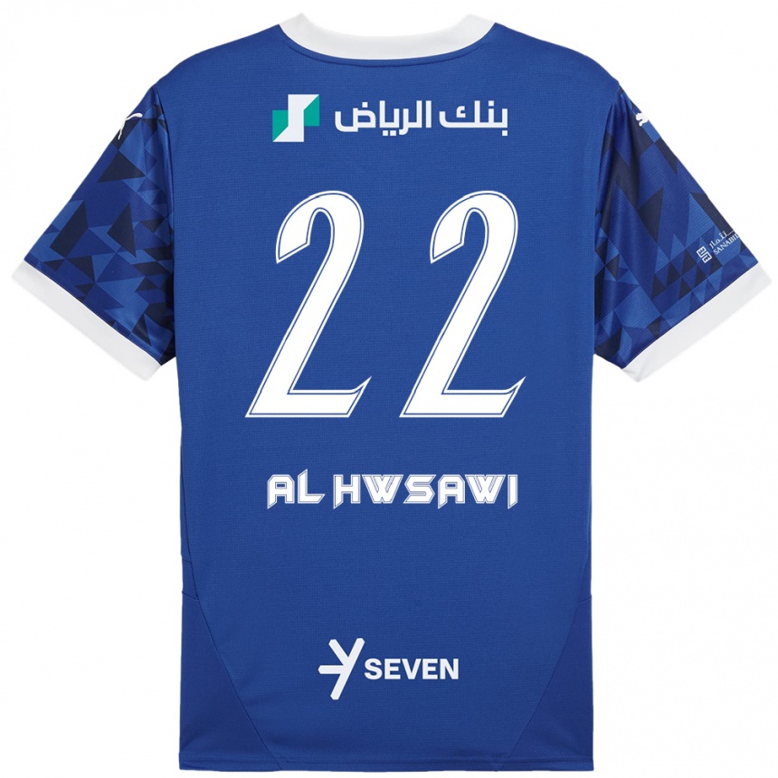 Niño Fútbol Camiseta Shorouq Al-Hwsawi #22 Azul Oscuro Blanco 1ª Equipación 2024/25