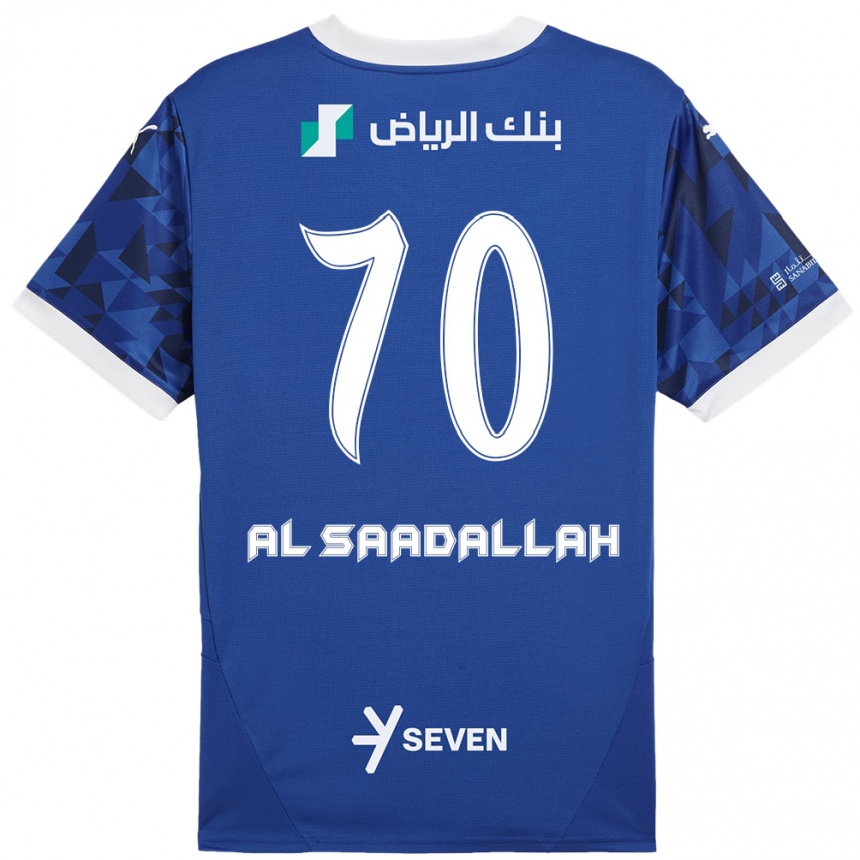 Niño Fútbol Camiseta Hessa Al-Saadallah #70 Azul Oscuro Blanco 1ª Equipación 2024/25