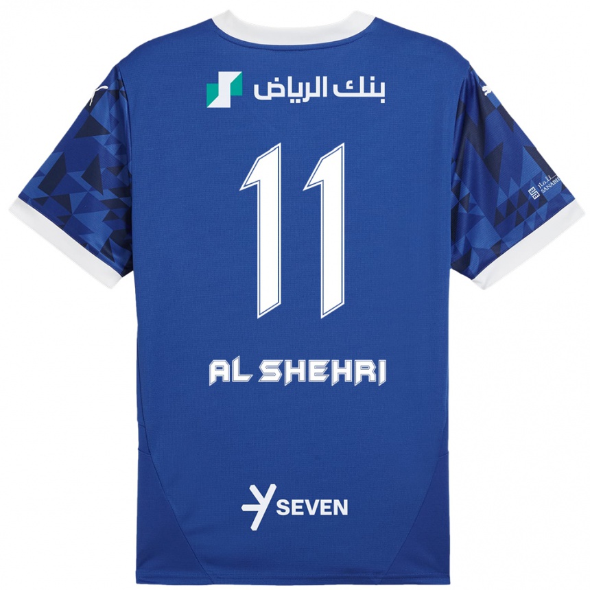 Niño Fútbol Camiseta Saleh Al-Shehri #11 Azul Oscuro Blanco 1ª Equipación 2024/25