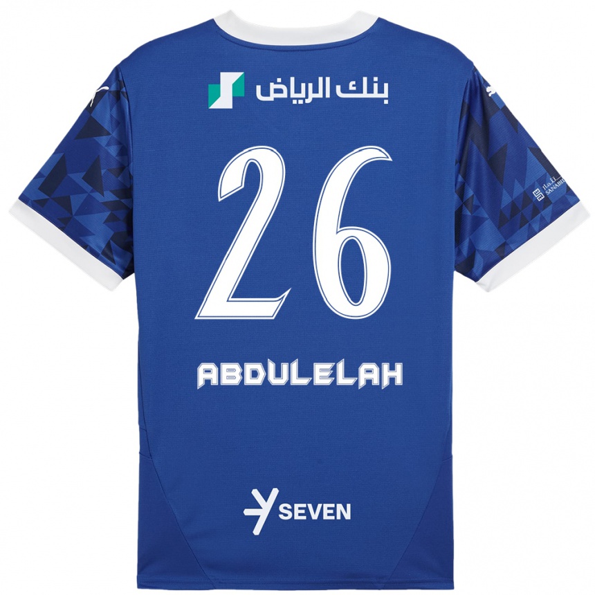 Niño Fútbol Camiseta Abdulelah Al-Malki #26 Azul Oscuro Blanco 1ª Equipación 2024/25