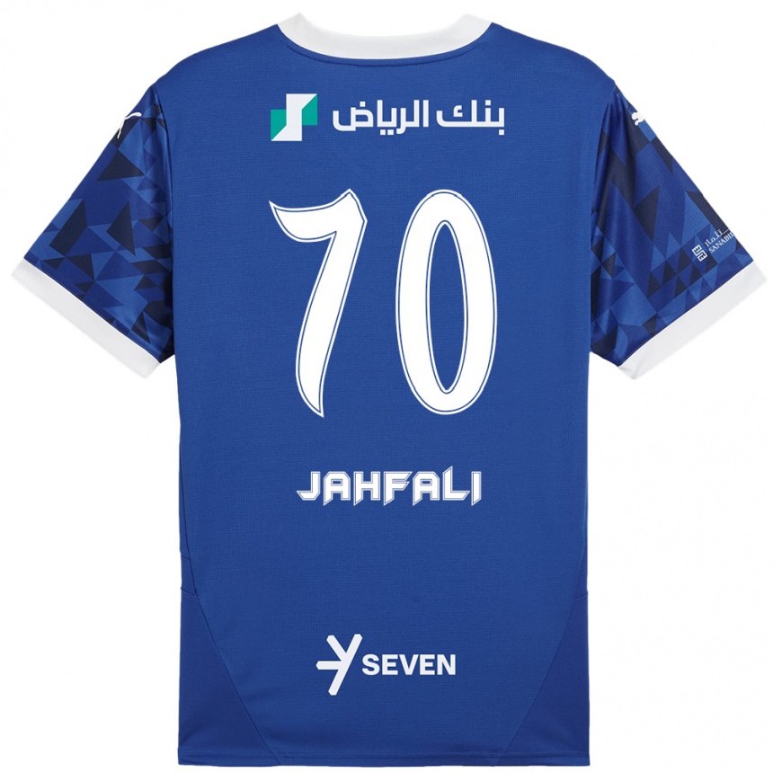 Niño Fútbol Camiseta Mohammed Jahfali #70 Azul Oscuro Blanco 1ª Equipación 2024/25