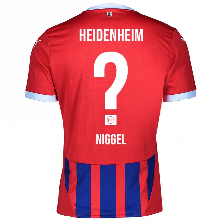 Niño Fútbol Camiseta Henrik Niggel #0 Rojo Azul 1ª Equipación 2024/25