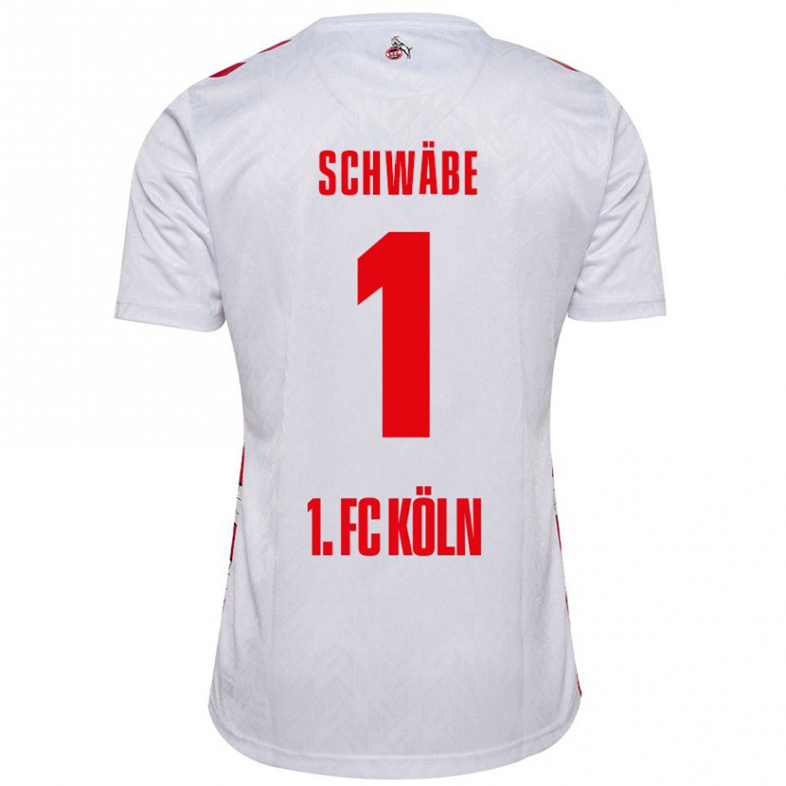 Niño Fútbol Camiseta Marvin Schwäbe #1 Blanco Rojo 1ª Equipación 2024/25