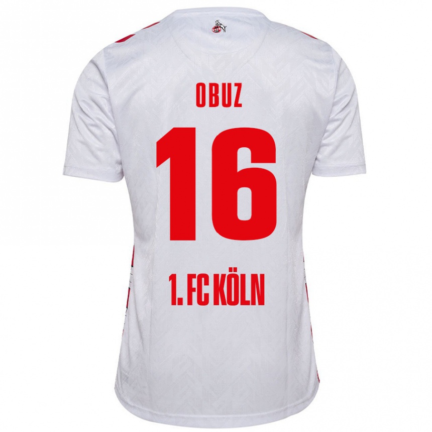 Niño Fútbol Camiseta Marvin Obuz #16 Blanco Rojo 1ª Equipación 2024/25