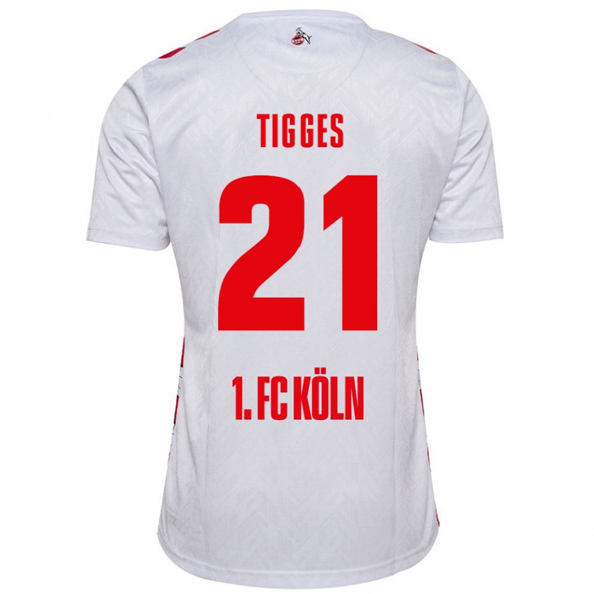 Niño Fútbol Camiseta Steffen Tigges #21 Blanco Rojo 1ª Equipación 2024/25