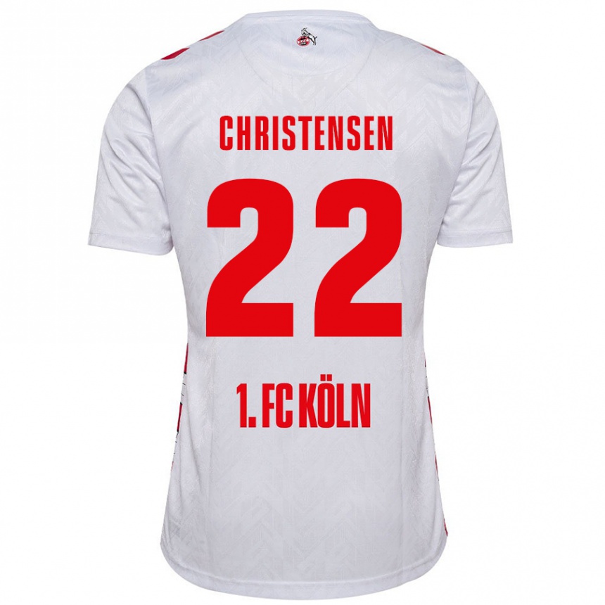 Niño Fútbol Camiseta Jacob Christensen #22 Blanco Rojo 1ª Equipación 2024/25