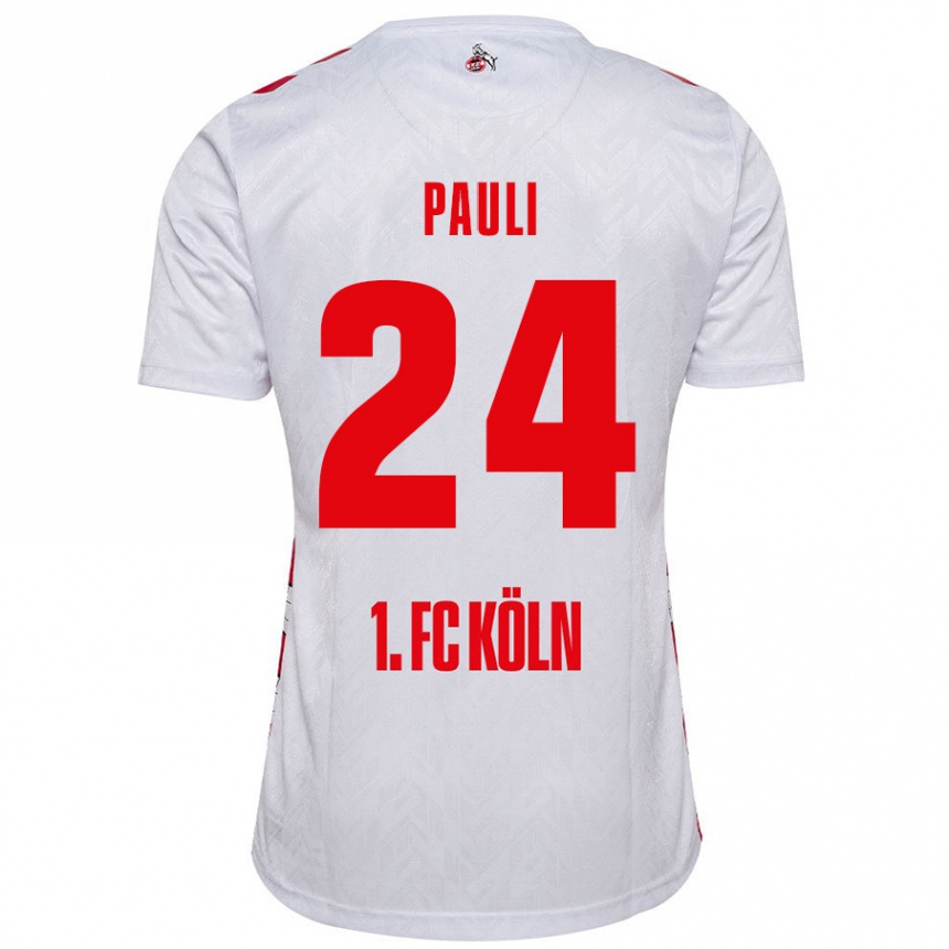 Niño Fútbol Camiseta Julian Pauli #24 Blanco Rojo 1ª Equipación 2024/25