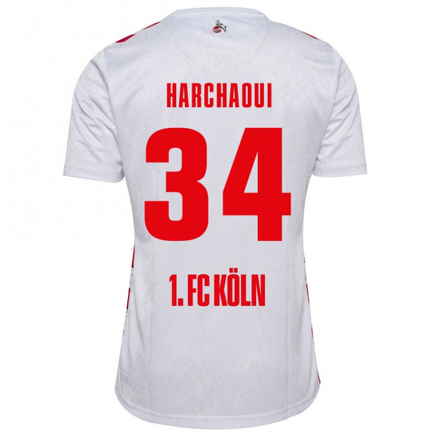 Niño Fútbol Camiseta Fayssal Harchaoui #34 Blanco Rojo 1ª Equipación 2024/25