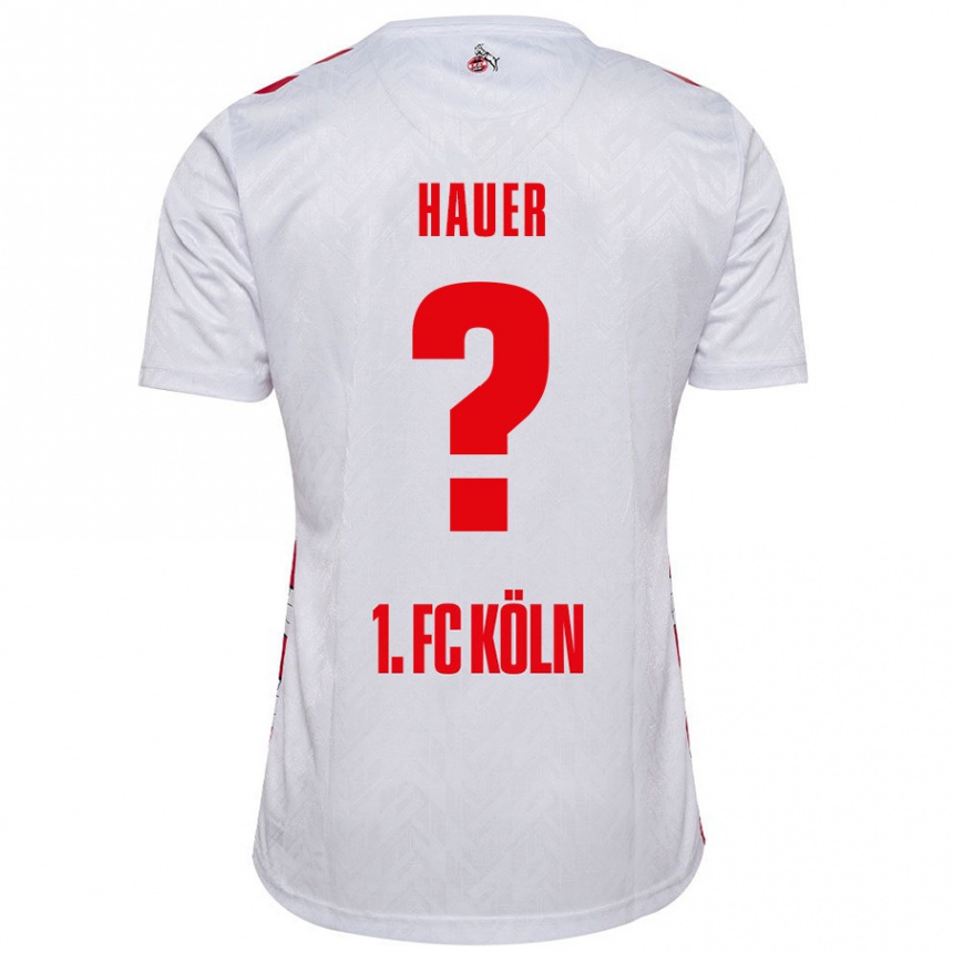 Niño Fútbol Camiseta Luis Hauer #0 Blanco Rojo 1ª Equipación 2024/25