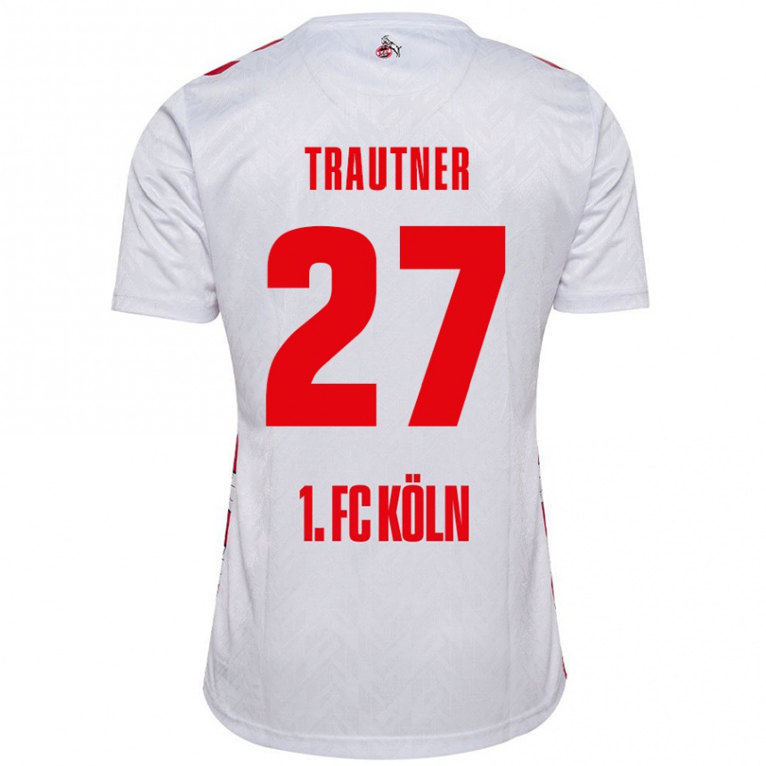 Niño Fútbol Camiseta Tobias Trautner #27 Blanco Rojo 1ª Equipación 2024/25