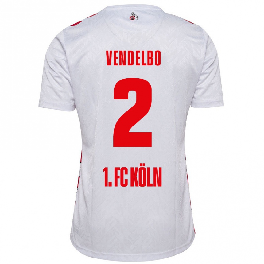 Niño Fútbol Camiseta Sofie Vendelbo #2 Blanco Rojo 1ª Equipación 2024/25