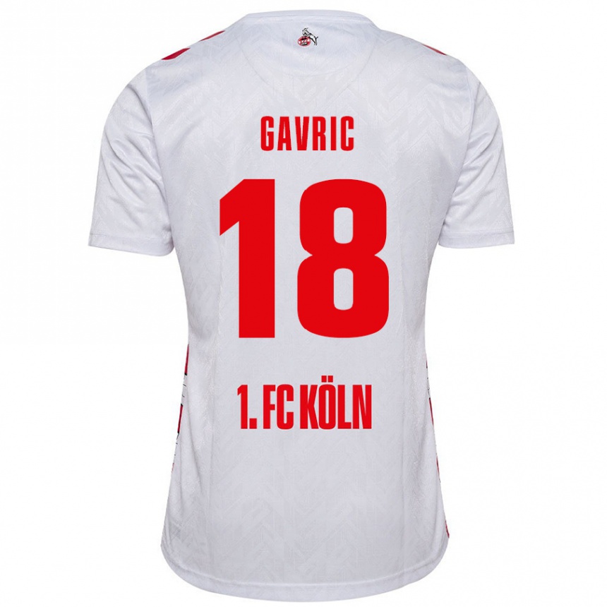 Niño Fútbol Camiseta Andrea Gavrić #18 Blanco Rojo 1ª Equipación 2024/25