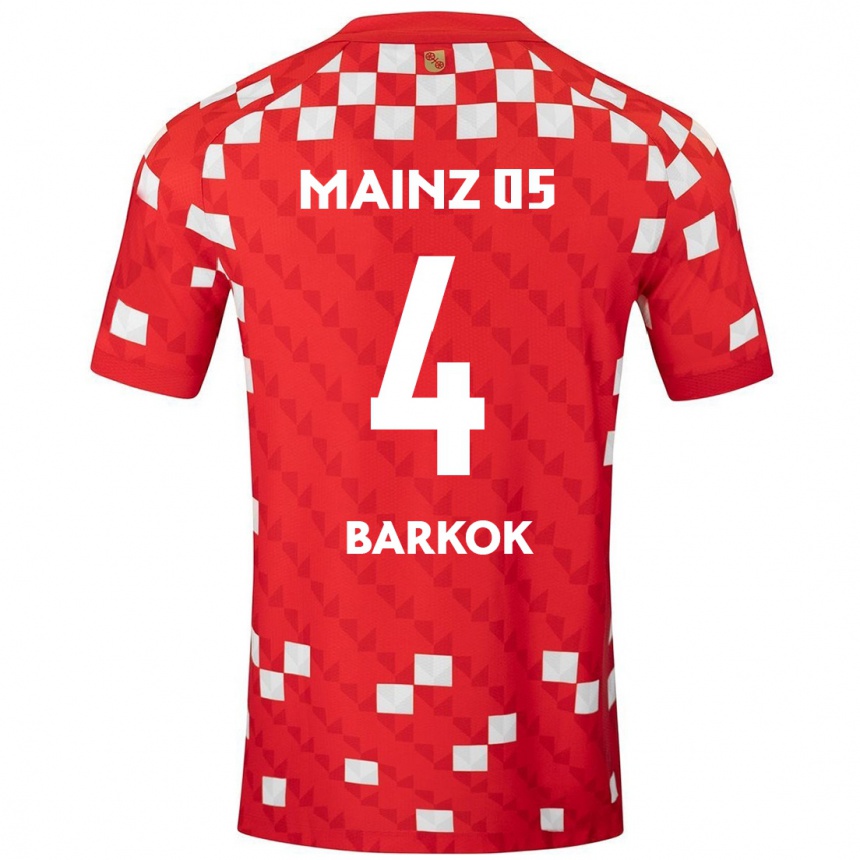 Niño Fútbol Camiseta Aymen Barkok #4 Blanco Rojo 1ª Equipación 2024/25