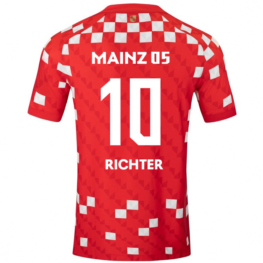 Niño Fútbol Camiseta Marco Richter #10 Blanco Rojo 1ª Equipación 2024/25