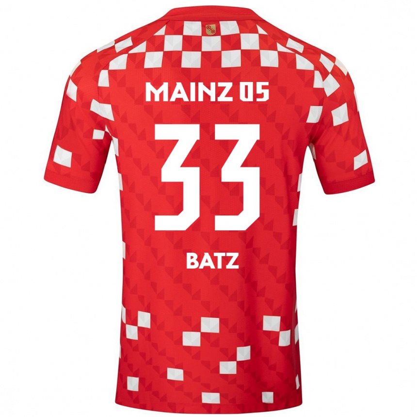 Niño Fútbol Camiseta Daniel Batz #33 Blanco Rojo 1ª Equipación 2024/25