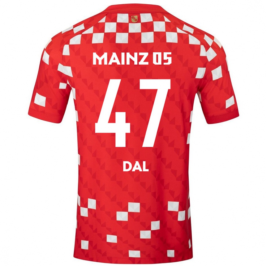 Niño Fútbol Camiseta Maxim Dal #47 Blanco Rojo 1ª Equipación 2024/25