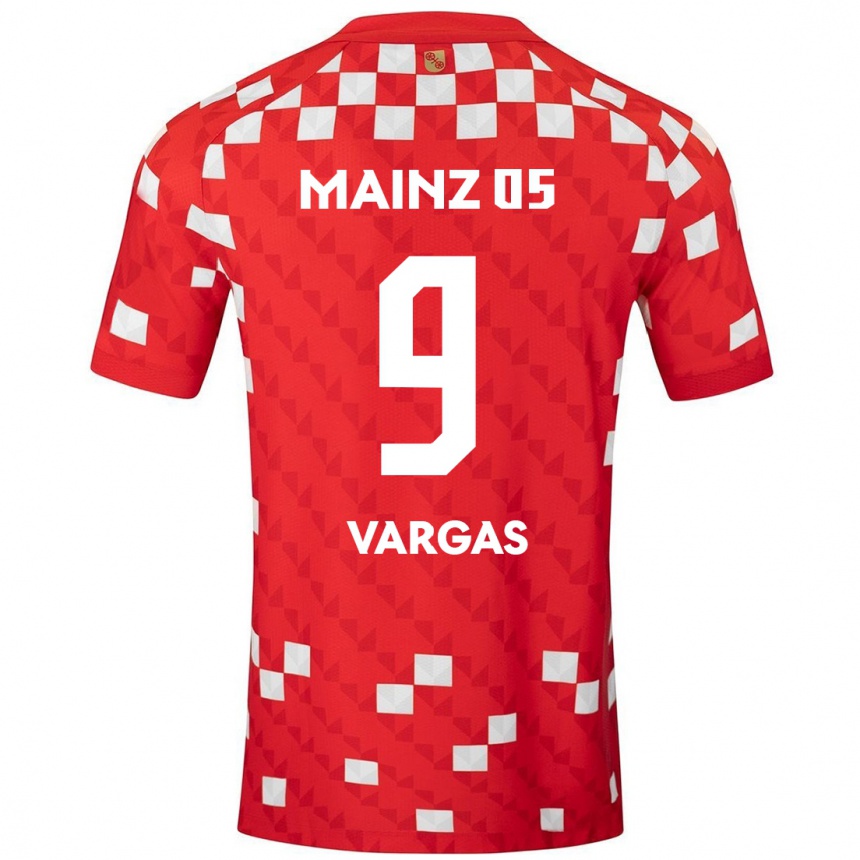 Niño Fútbol Camiseta Nayrobi Vargas #9 Blanco Rojo 1ª Equipación 2024/25