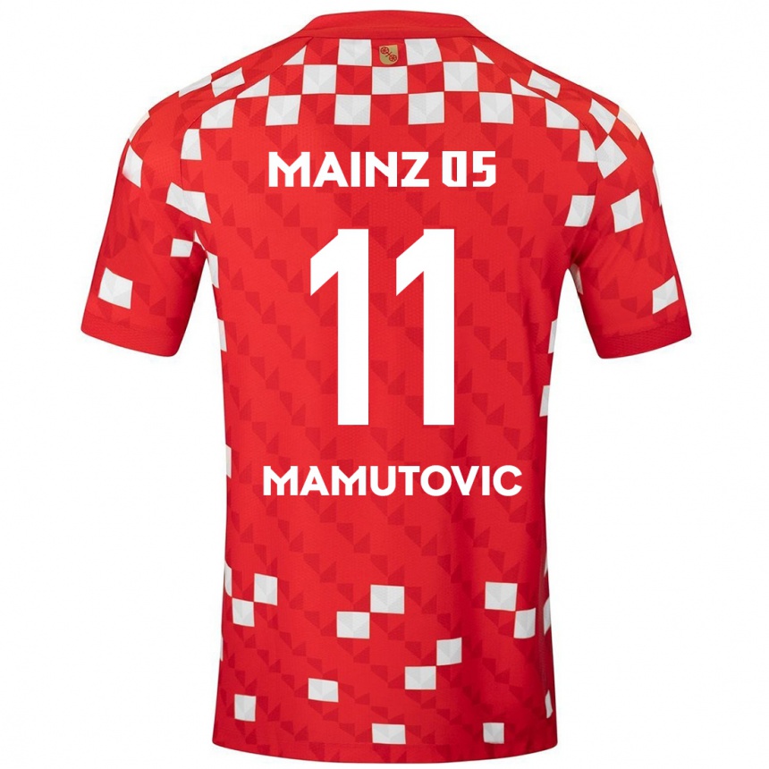 Niño Fútbol Camiseta David Mamutovic #11 Blanco Rojo 1ª Equipación 2024/25