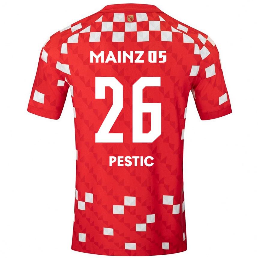 Niño Fútbol Camiseta Dominik Pestic #26 Blanco Rojo 1ª Equipación 2024/25