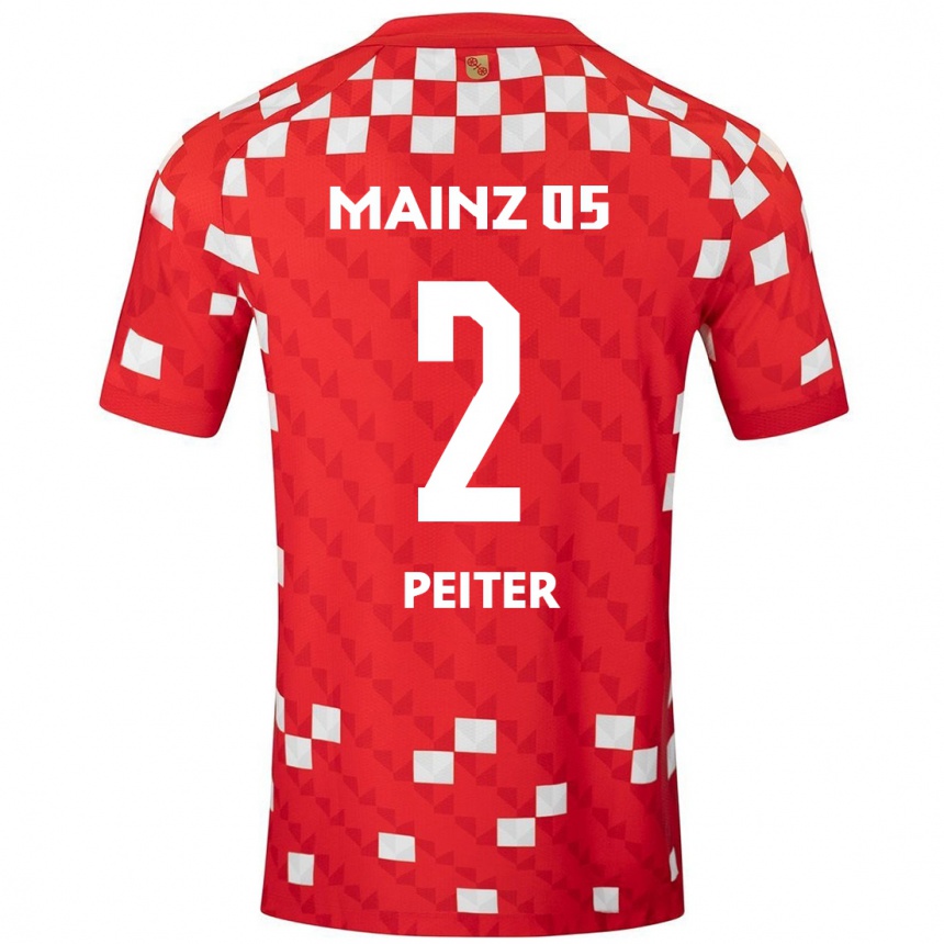 Niño Fútbol Camiseta Chiara Peiter #2 Blanco Rojo 1ª Equipación 2024/25