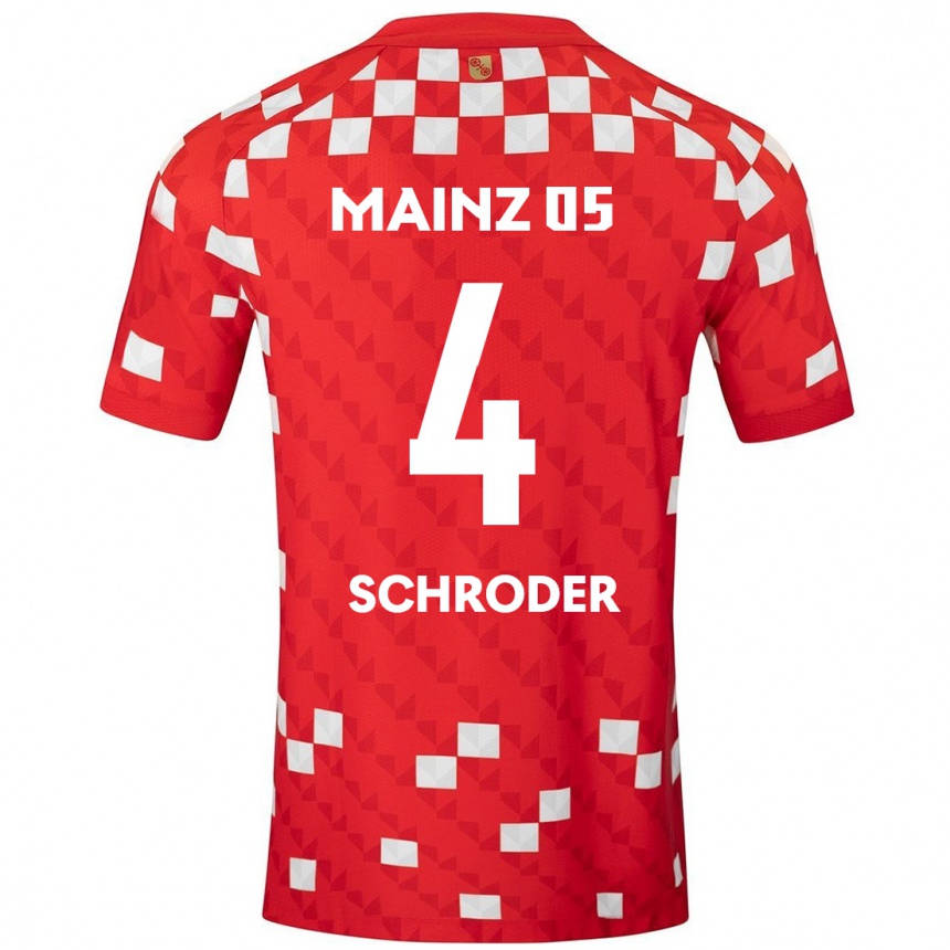 Niño Fútbol Camiseta Lara Schröder #4 Blanco Rojo 1ª Equipación 2024/25