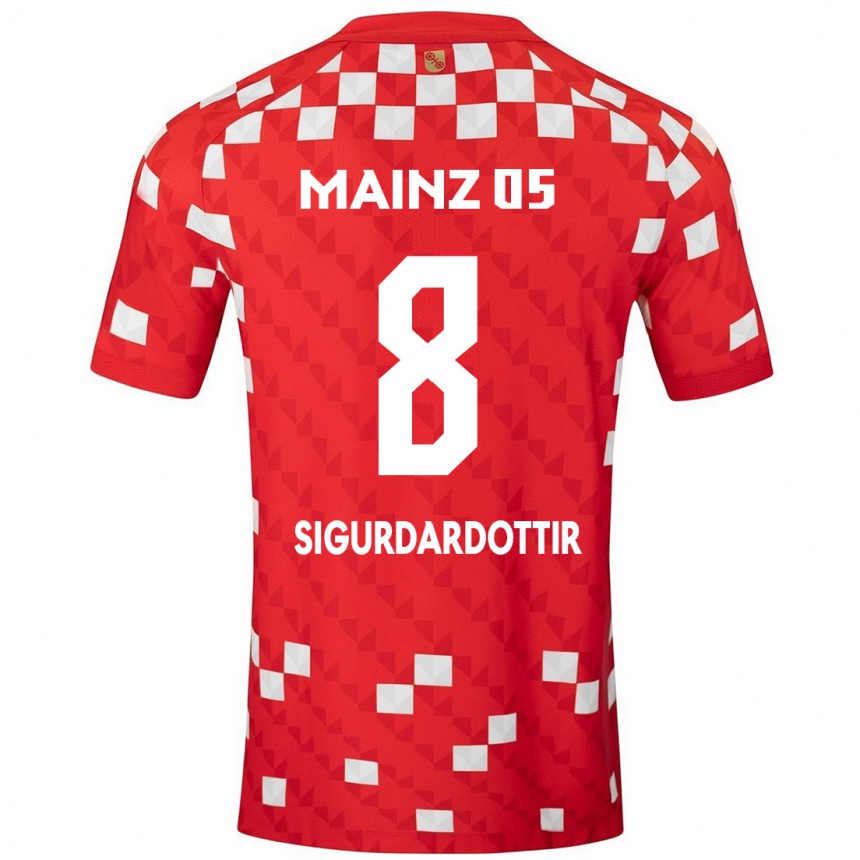 Niño Fútbol Camiseta Heiðrún Sigurðardóttir #8 Blanco Rojo 1ª Equipación 2024/25