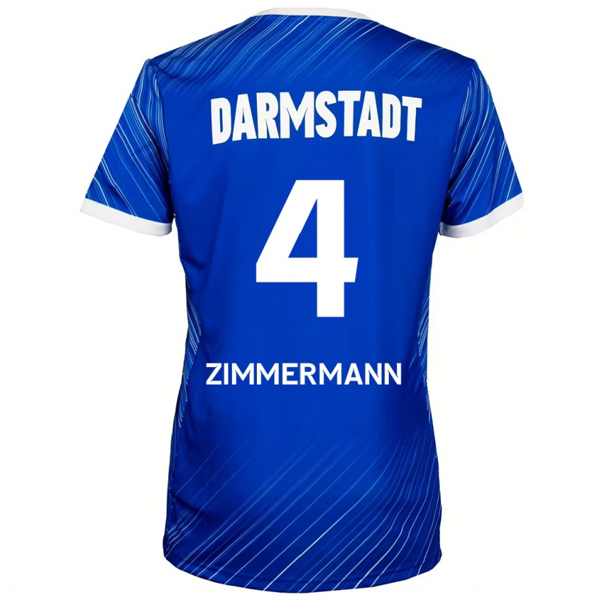 Niño Fútbol Camiseta Christoph Zimmermann #4 Azul Blanco 1ª Equipación 2024/25