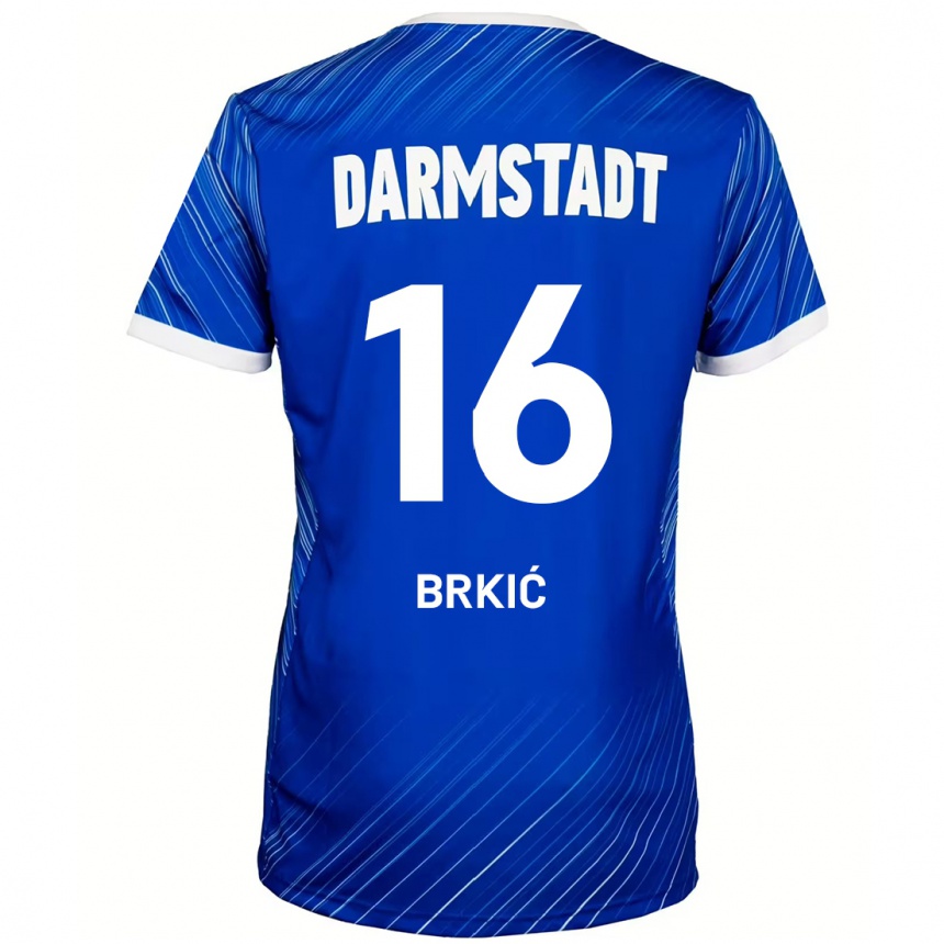 Niño Fútbol Camiseta Amar Brkić #16 Azul Blanco 1ª Equipación 2024/25