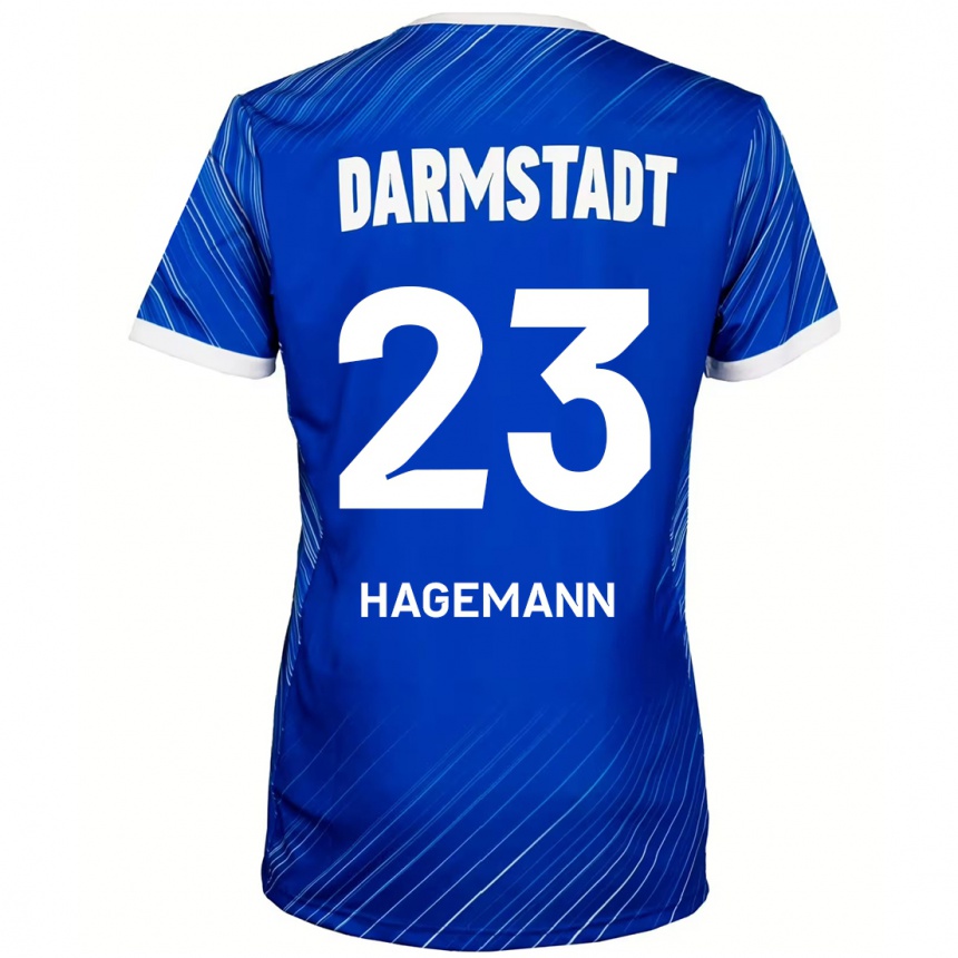 Niño Fútbol Camiseta Emil Hagemann #23 Azul Blanco 1ª Equipación 2024/25