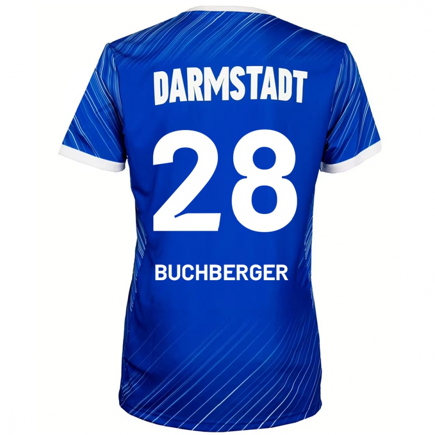 Niño Fútbol Camiseta Jonas Buchberger #28 Azul Blanco 1ª Equipación 2024/25