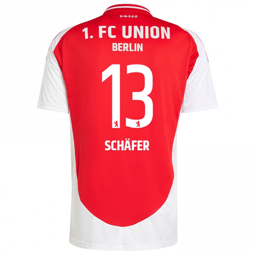 Niño Fútbol Camiseta András Schäfer #13 Rojo Blanco 1ª Equipación 2024/25