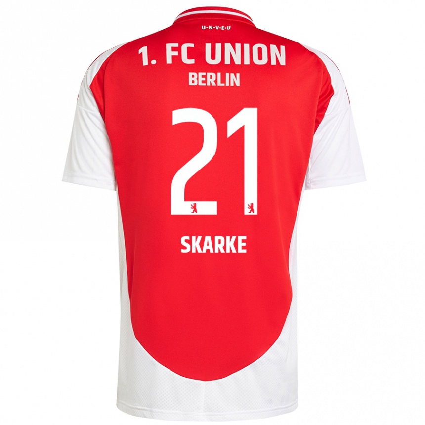 Niño Fútbol Camiseta Tim Skarke #21 Rojo Blanco 1ª Equipación 2024/25