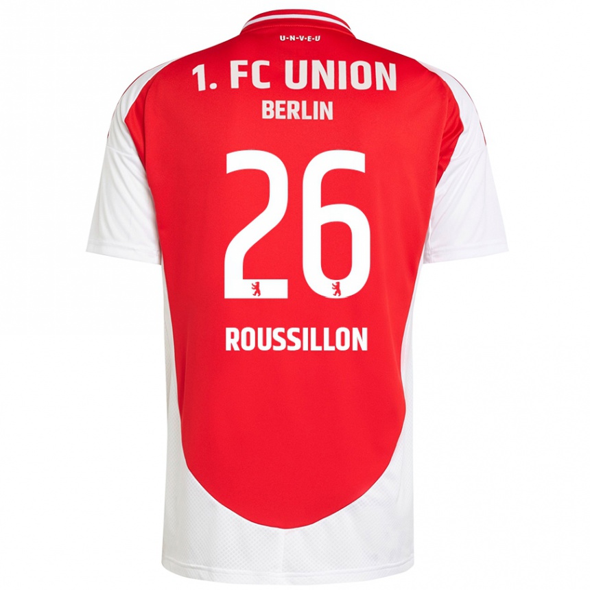 Niño Fútbol Camiseta Jérôme Roussillon #26 Rojo Blanco 1ª Equipación 2024/25