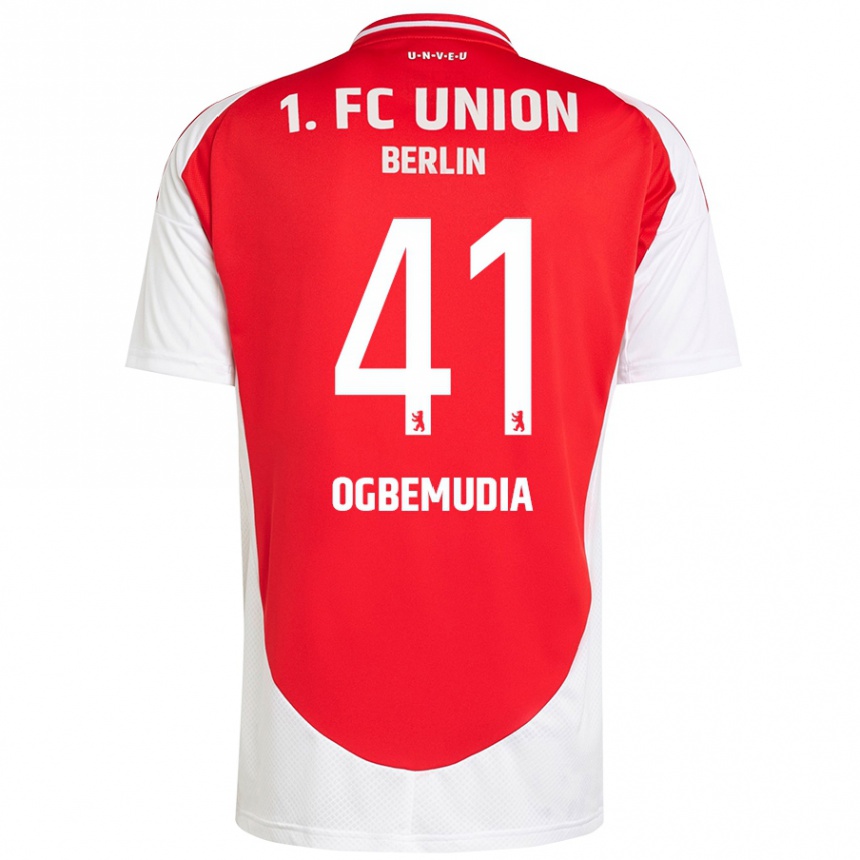 Niño Fútbol Camiseta Oluwaseun Ogbemudia #41 Rojo Blanco 1ª Equipación 2024/25