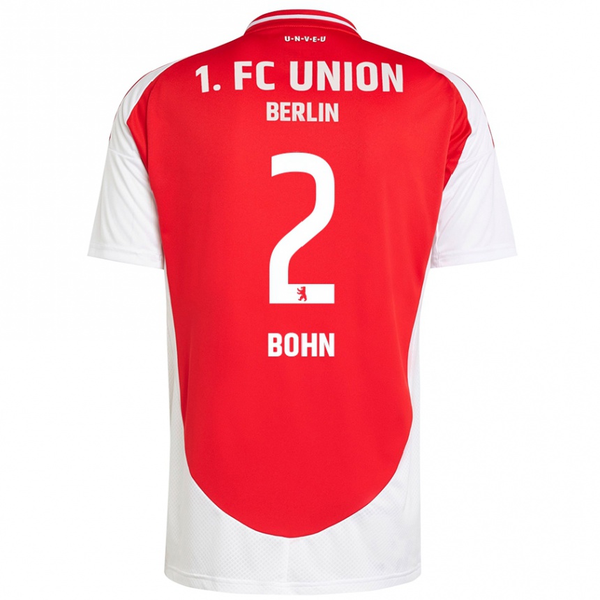 Niño Fútbol Camiseta Oskar Bohn #2 Rojo Blanco 1ª Equipación 2024/25