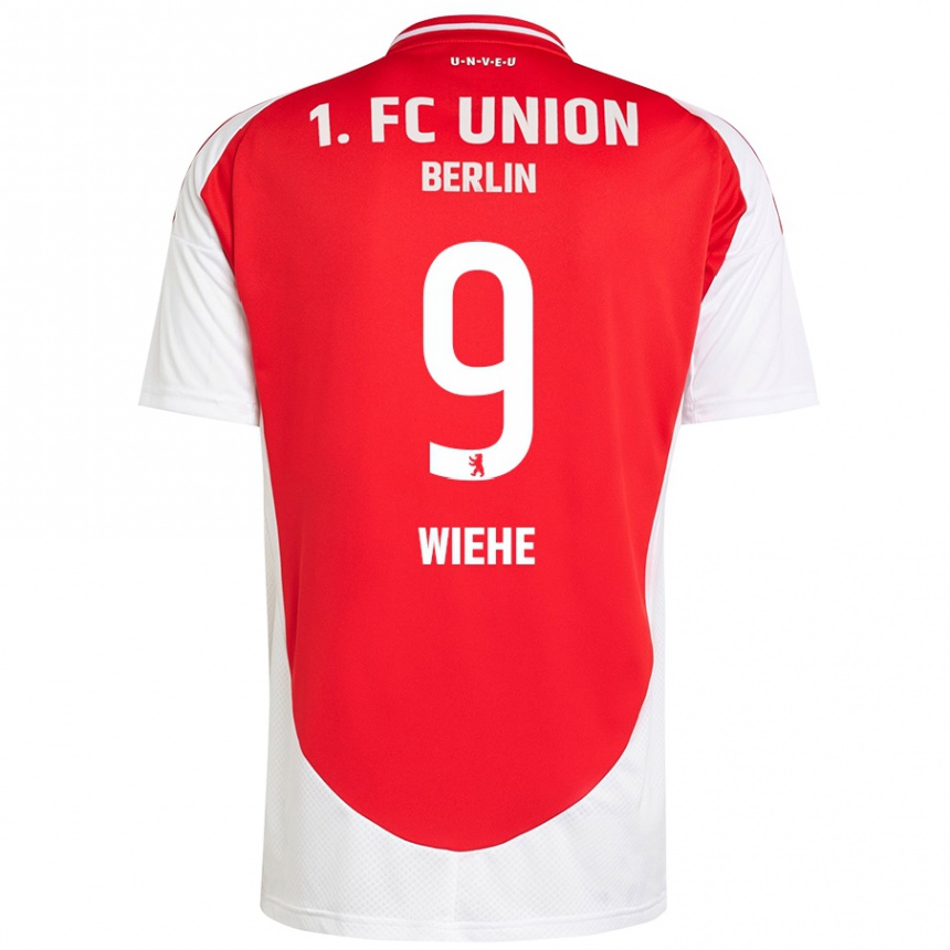 Niño Fútbol Camiseta Jakob Wiehe #9 Rojo Blanco 1ª Equipación 2024/25