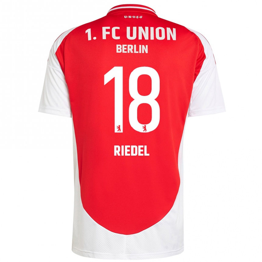 Niño Fútbol Camiseta Aaron Riedel #18 Rojo Blanco 1ª Equipación 2024/25