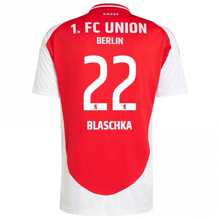 Niño Fútbol Camiseta Anouk Blaschka #22 Rojo Blanco 1ª Equipación 2024/25