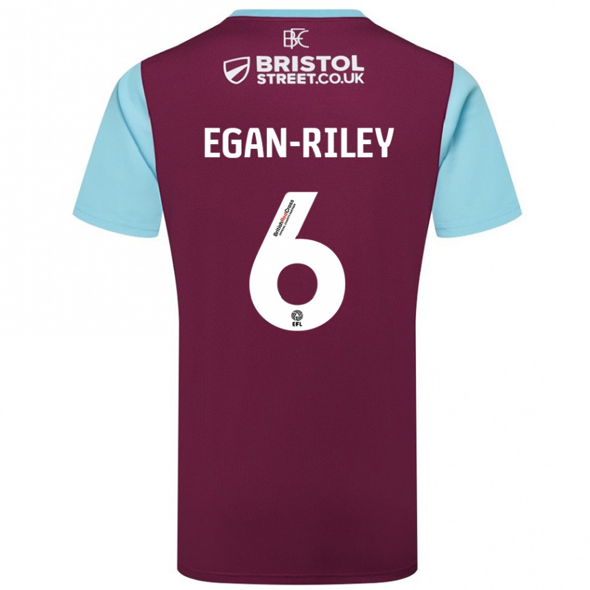 Niño Fútbol Camiseta Cj Egan-Riley #6 Borgoña Azul Cielo 1ª Equipación 2024/25